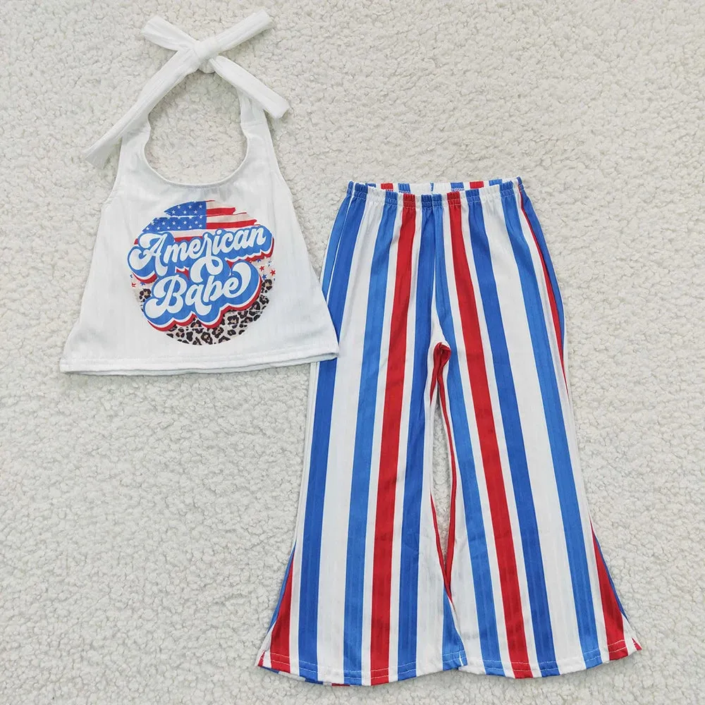 4th of July Flared Pants Toddler Independence Day Bell Bottom Outfit for Baby Girl