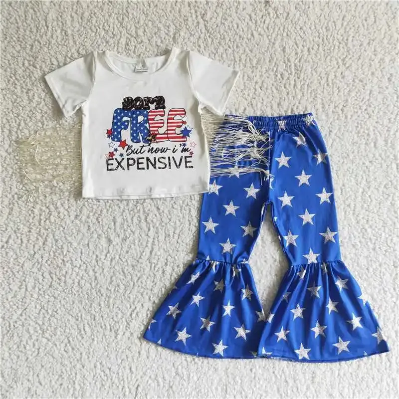 4th of July Flared Pants Toddler Independence Day Bell Bottom Outfit for Baby Girl