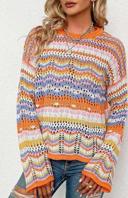 70s Knitted Multicolor Cardigan