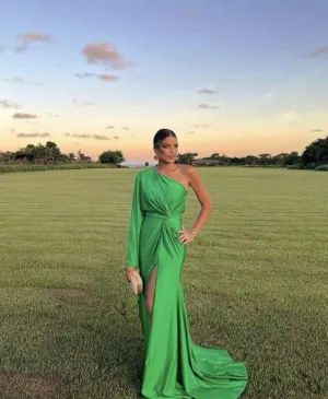 A Line Fashion Green Long Prom Dress,   Formal Evening Gown      fg3895