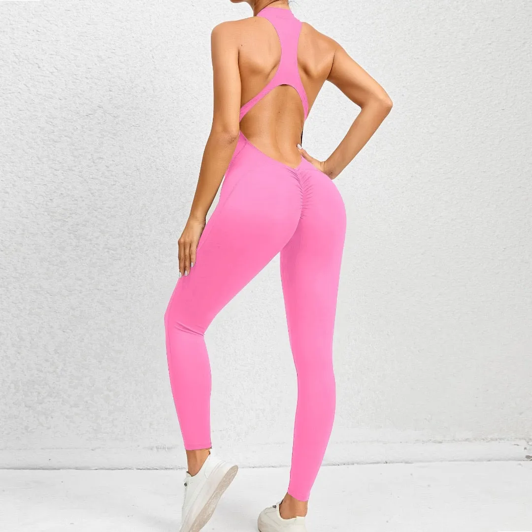 Allure Long Jumpsuits-Neon Pink