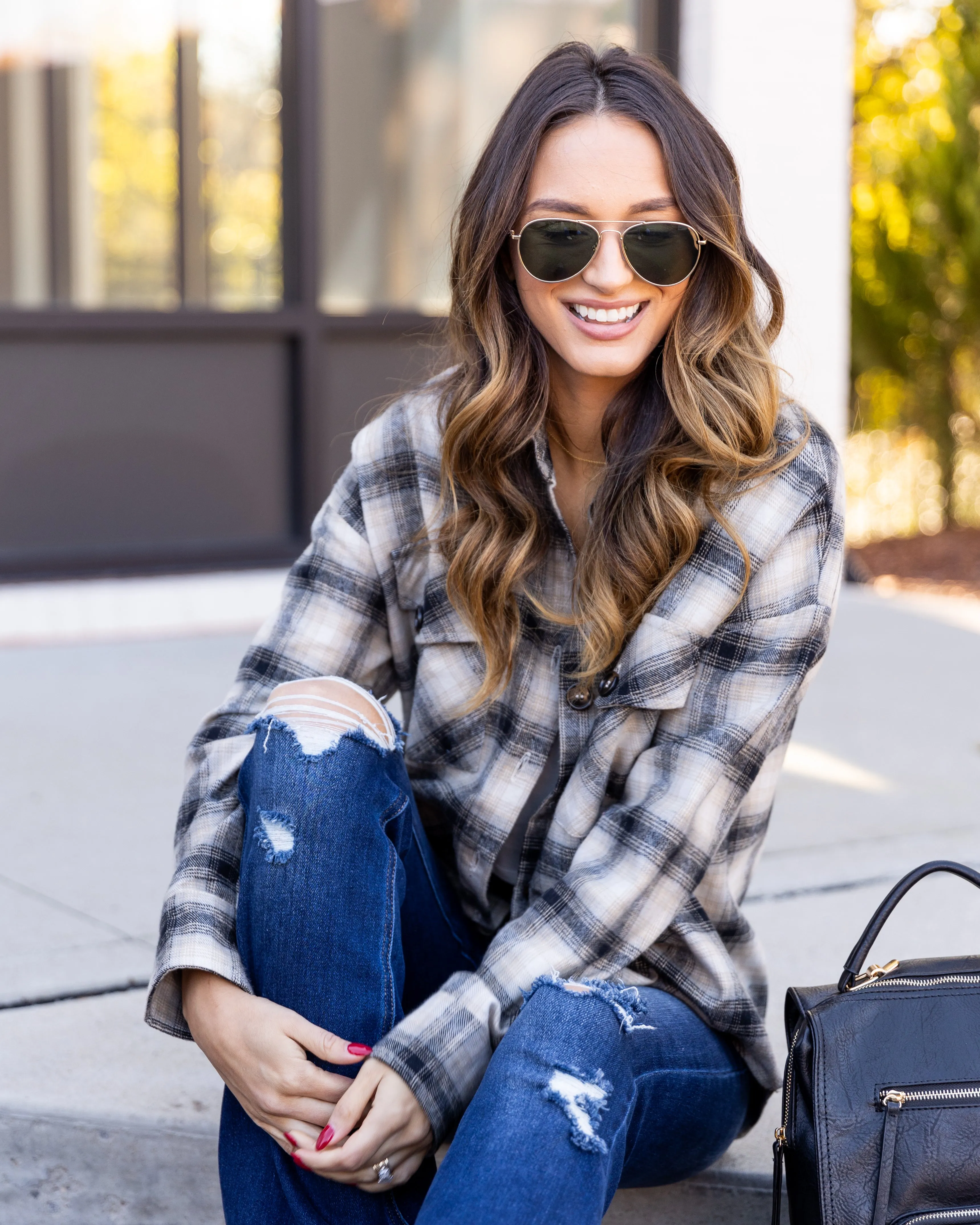 Arlette Plaid Shacket - Tan Multi