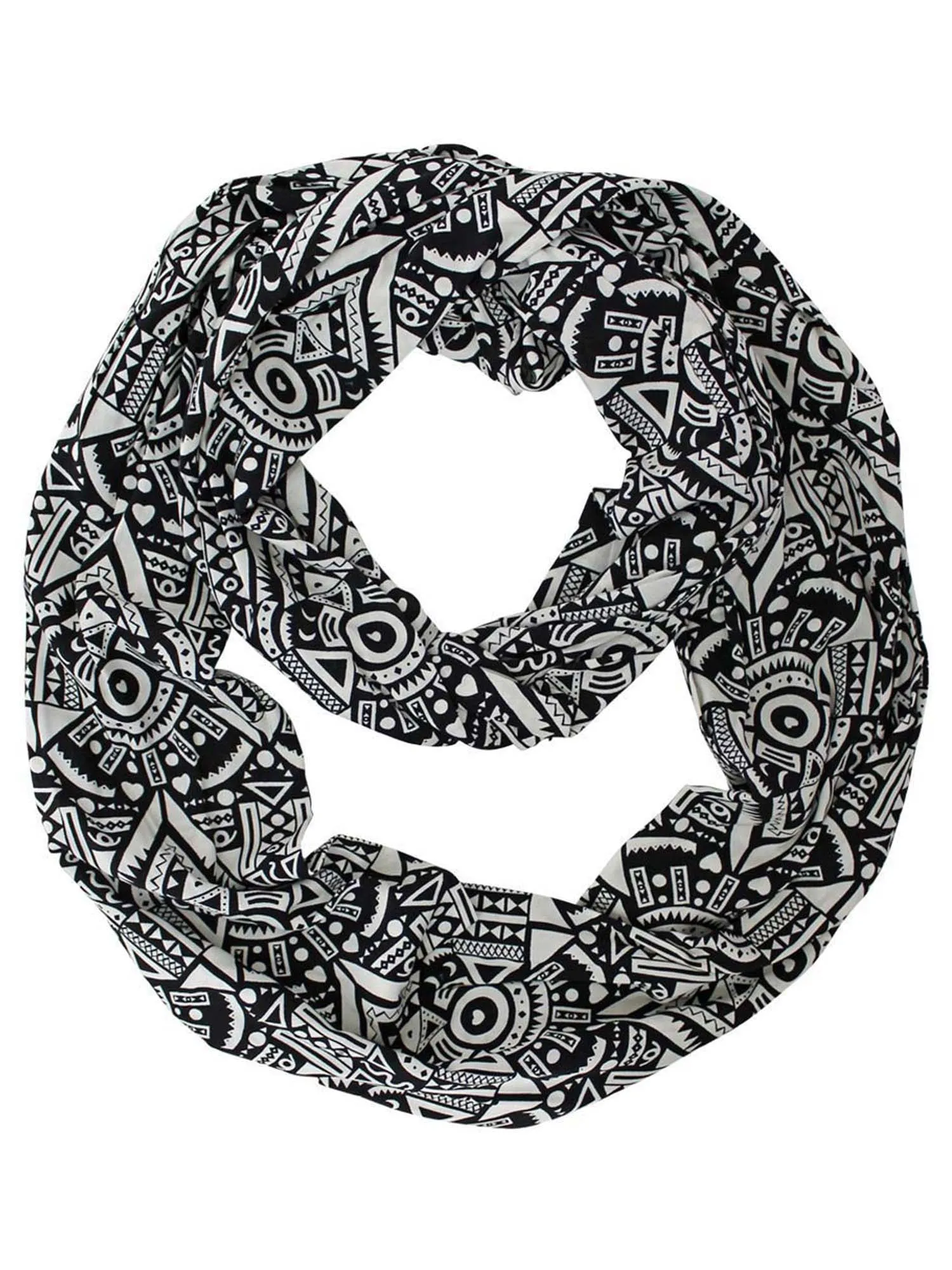 Black & White Geometric Pattern Circle Infinity Scarf