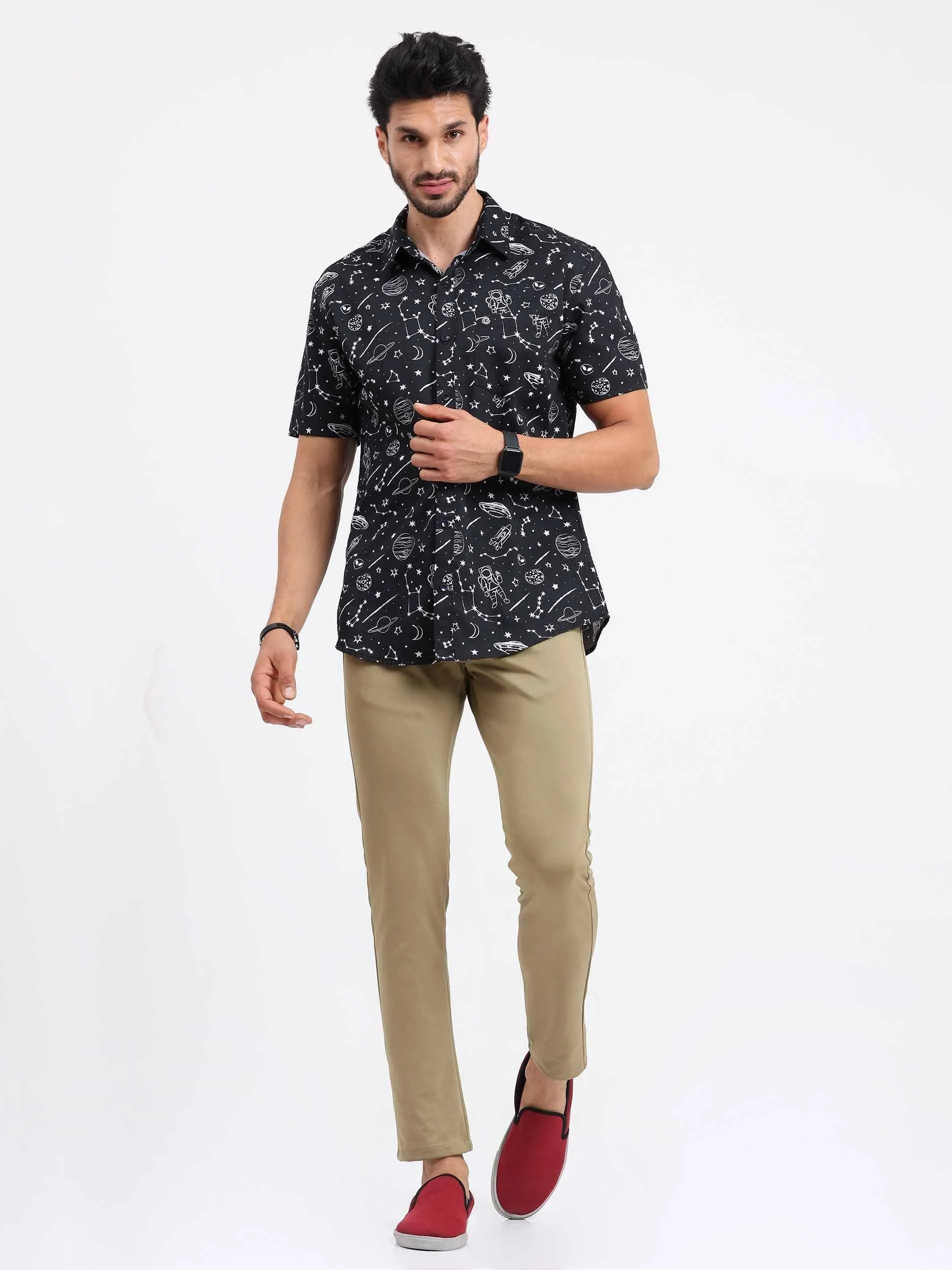 Black Gravite Printed Half Sleeve Shirt