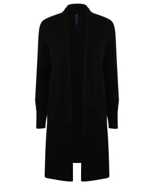 Black - Women's longline open cardigan