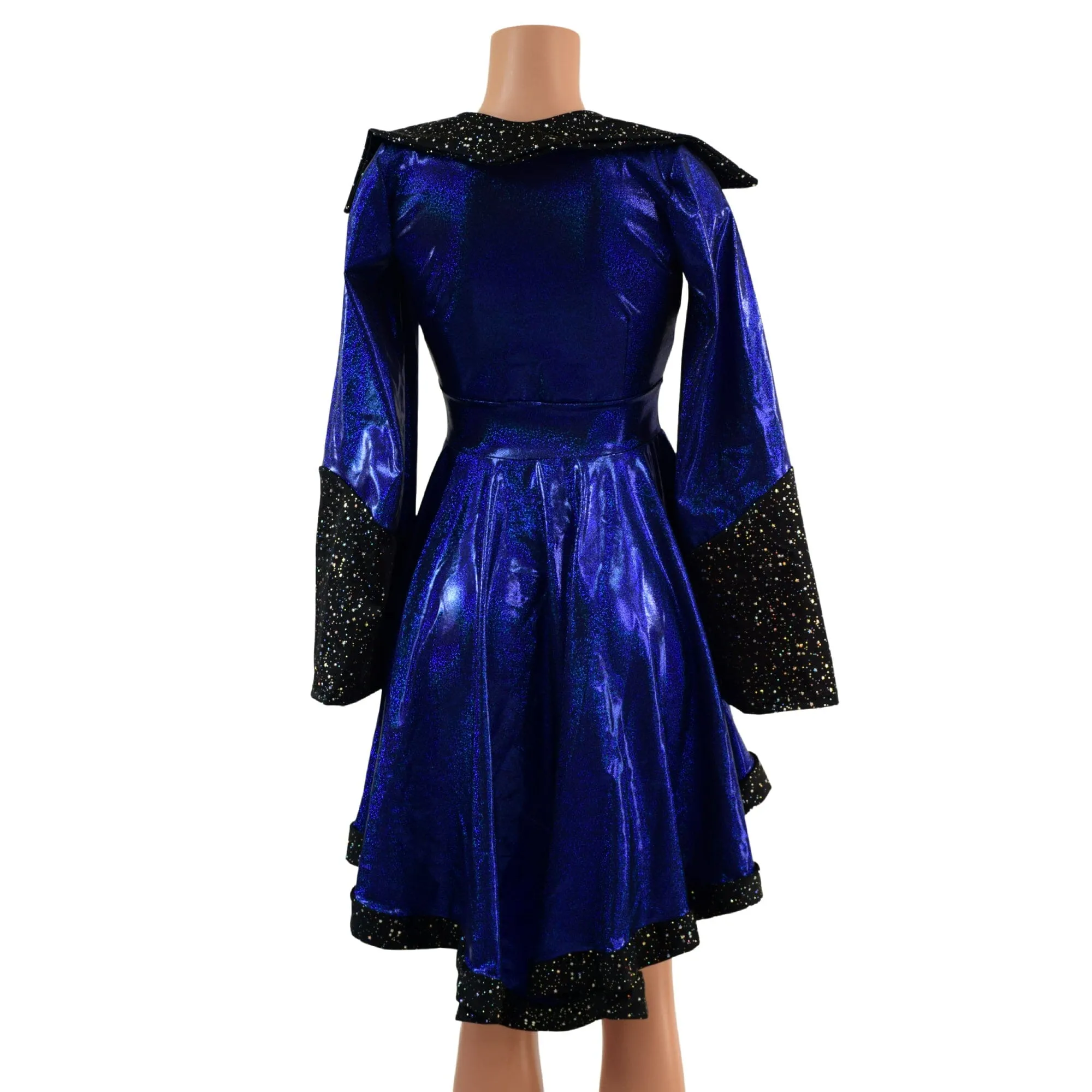 Blue Sparkly Jewel Pirate Coat with Star Noir Trim