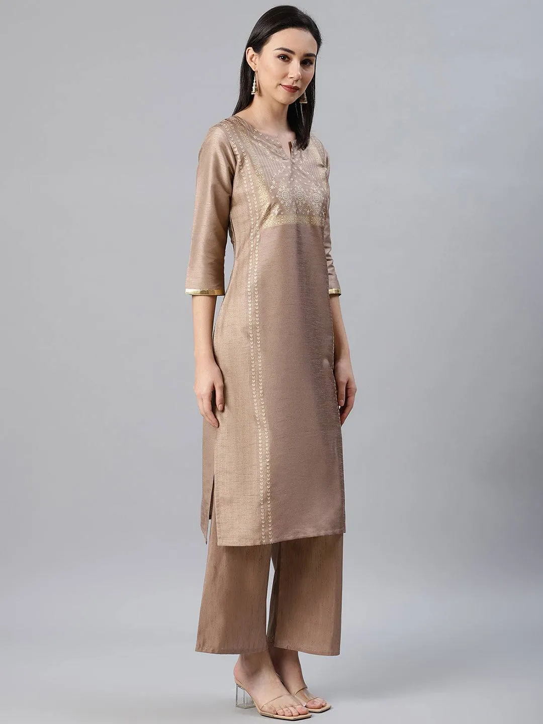 Brown Kurta Palazzo Set