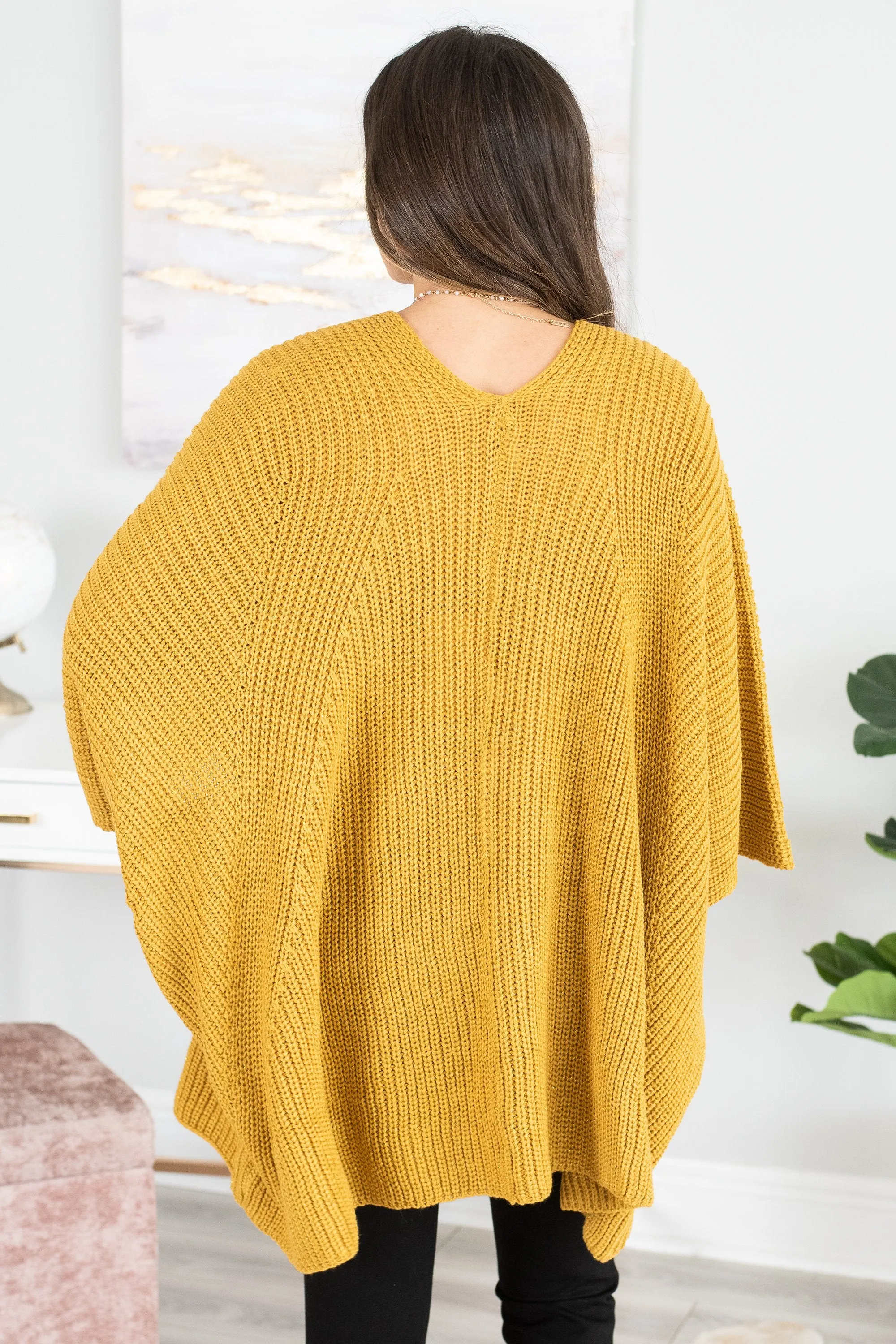 Can't You Stay Mustard Yellow Knit Cardigan