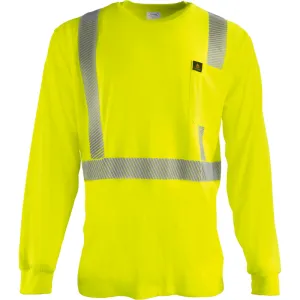 Class 2 Flame Retardant Long Sleeve Shirt (Hi Vis Lime)