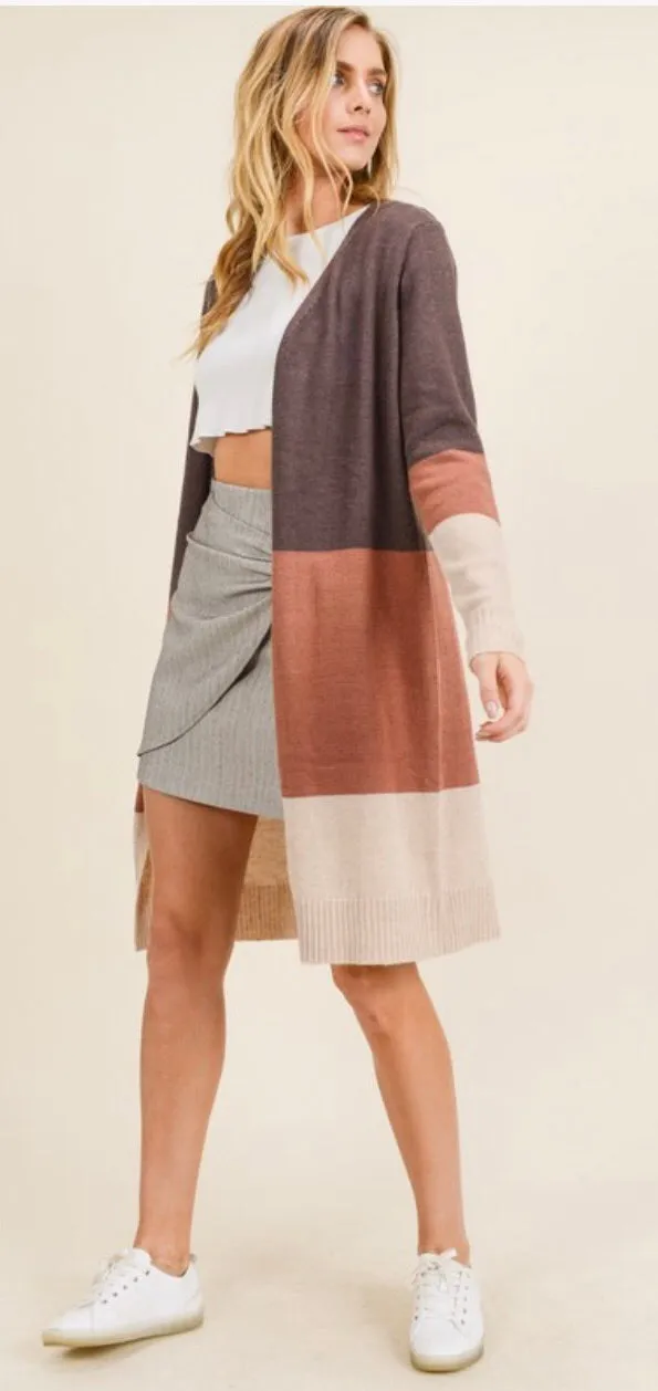 COLORBLOCK OPEN CARDIGAN