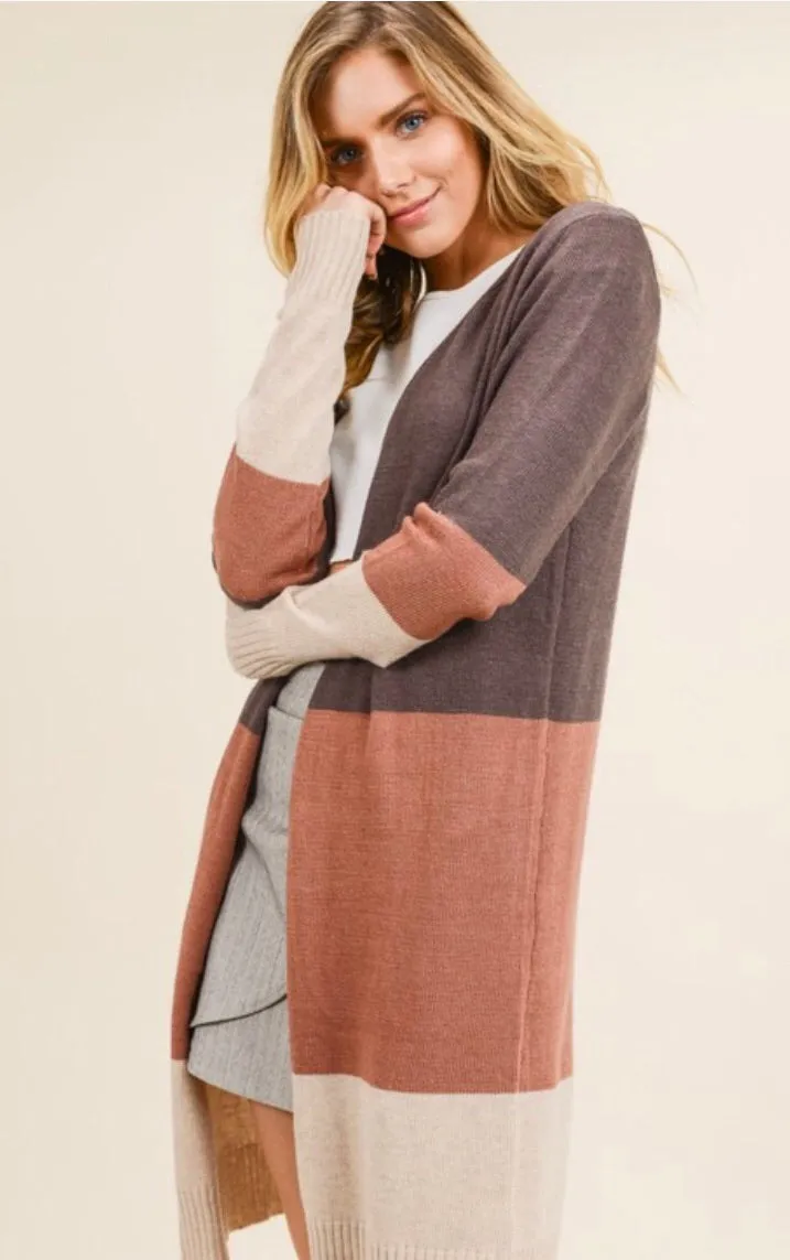 COLORBLOCK OPEN CARDIGAN