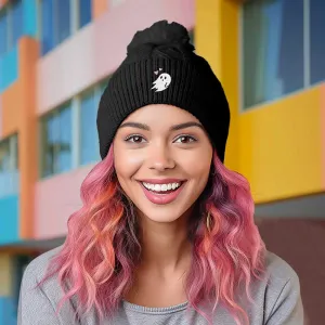 Dalix Heartly Ghost Pom Beanie