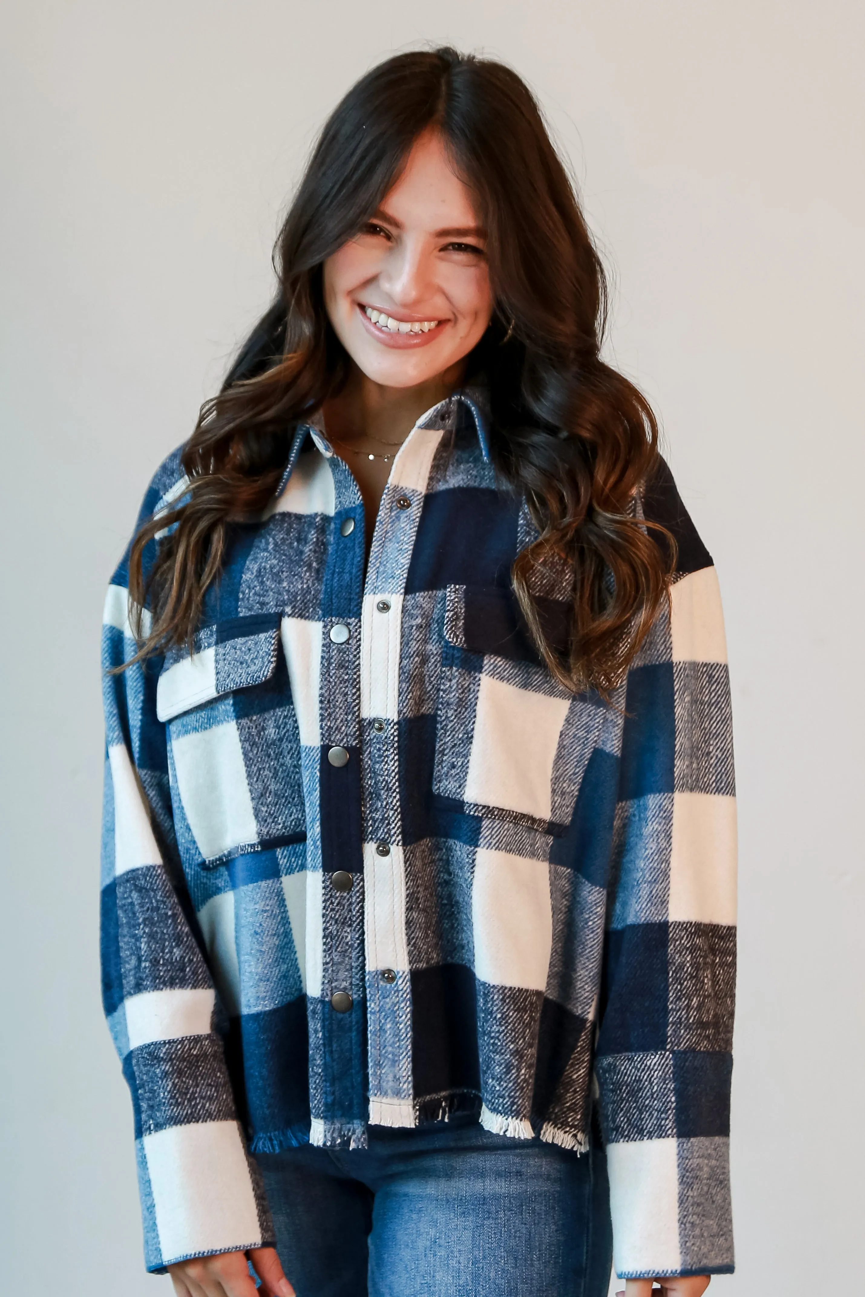 FINAL SALE - Casually Adored Navy Plaid Shacket