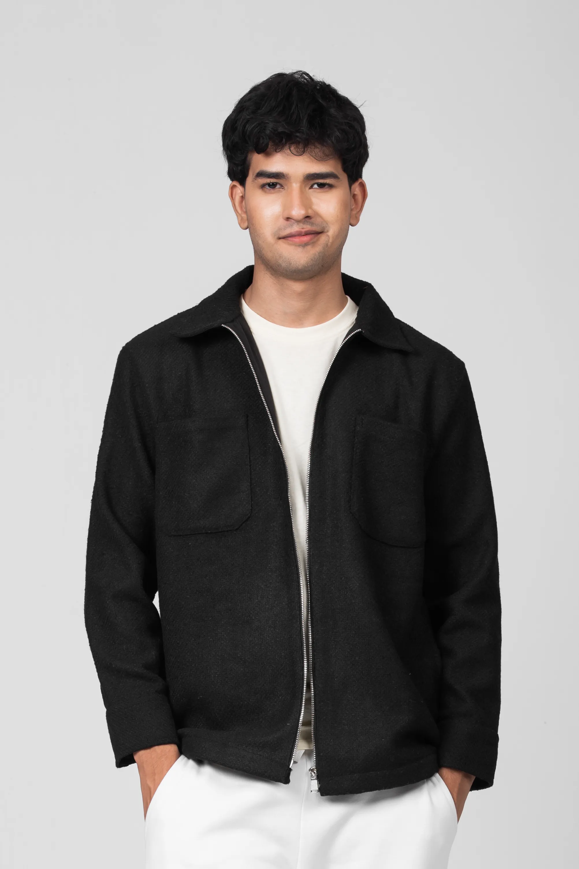 Fleece Zip Through Shacket | Admiral Black