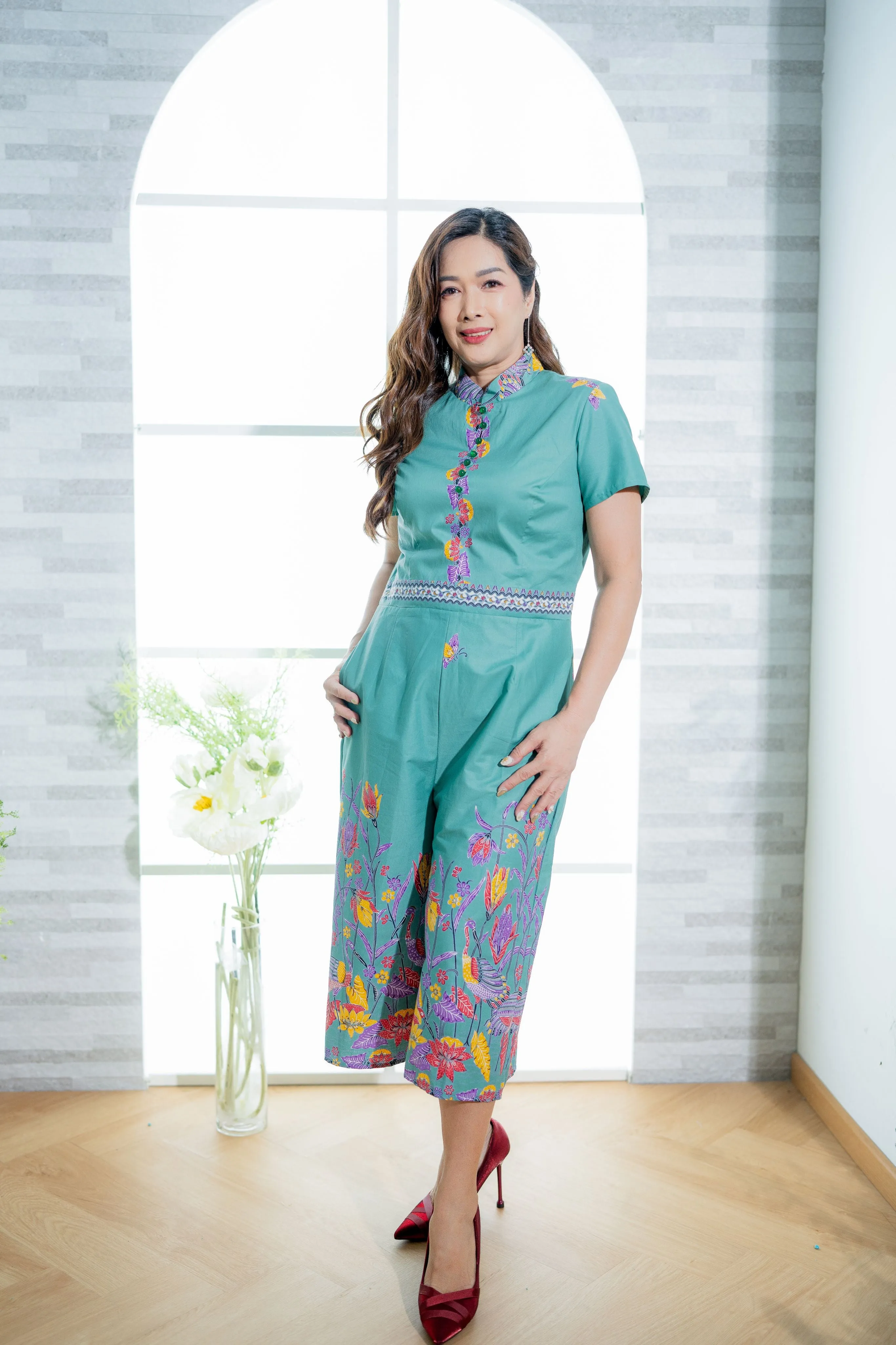 Flower Peranakan Batik Jumpsuit