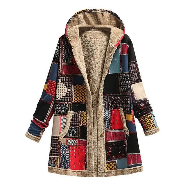 Flytonn-Fall Outfits Women Outwear Streetwear -hoco dresses homecoming dresses  women dress to impress -women's outerwear women's coat Women's Cotton linen Print Hooded Warm Plush Jacket