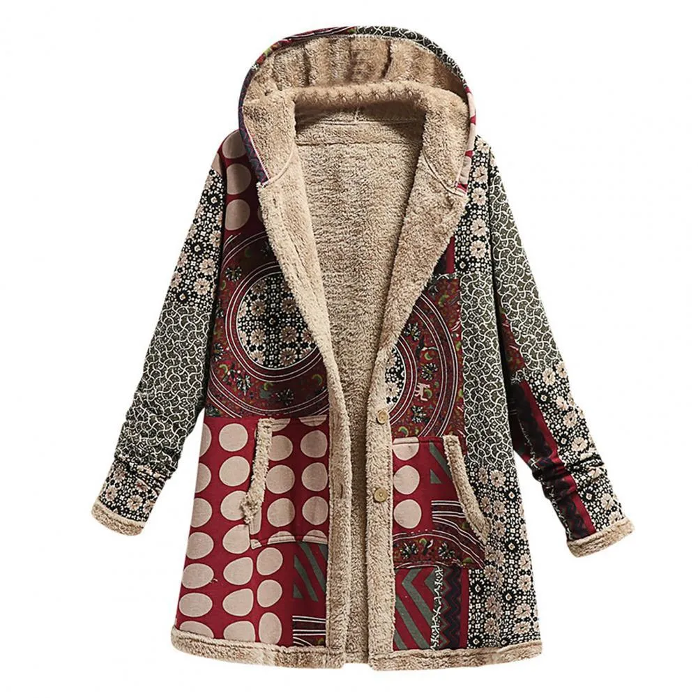 Flytonn-Fall Outfits Women Outwear Streetwear -hoco dresses homecoming dresses  women dress to impress -women's outerwear women's coat Women's Cotton linen Print Hooded Warm Plush Jacket