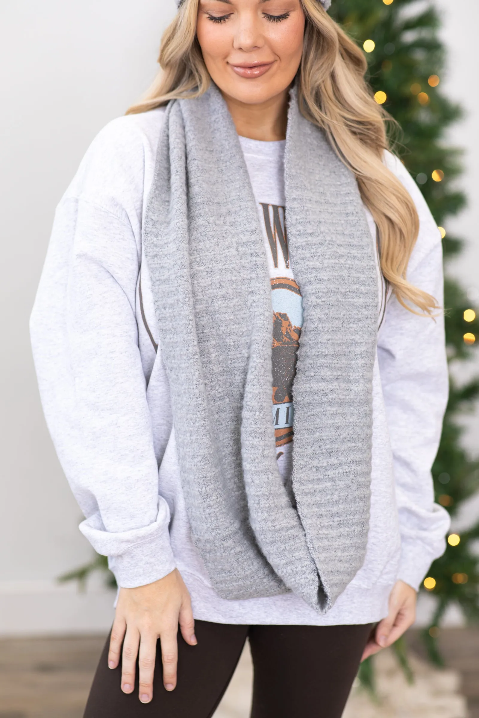 Grey Recycled Materials Infinity Scarf