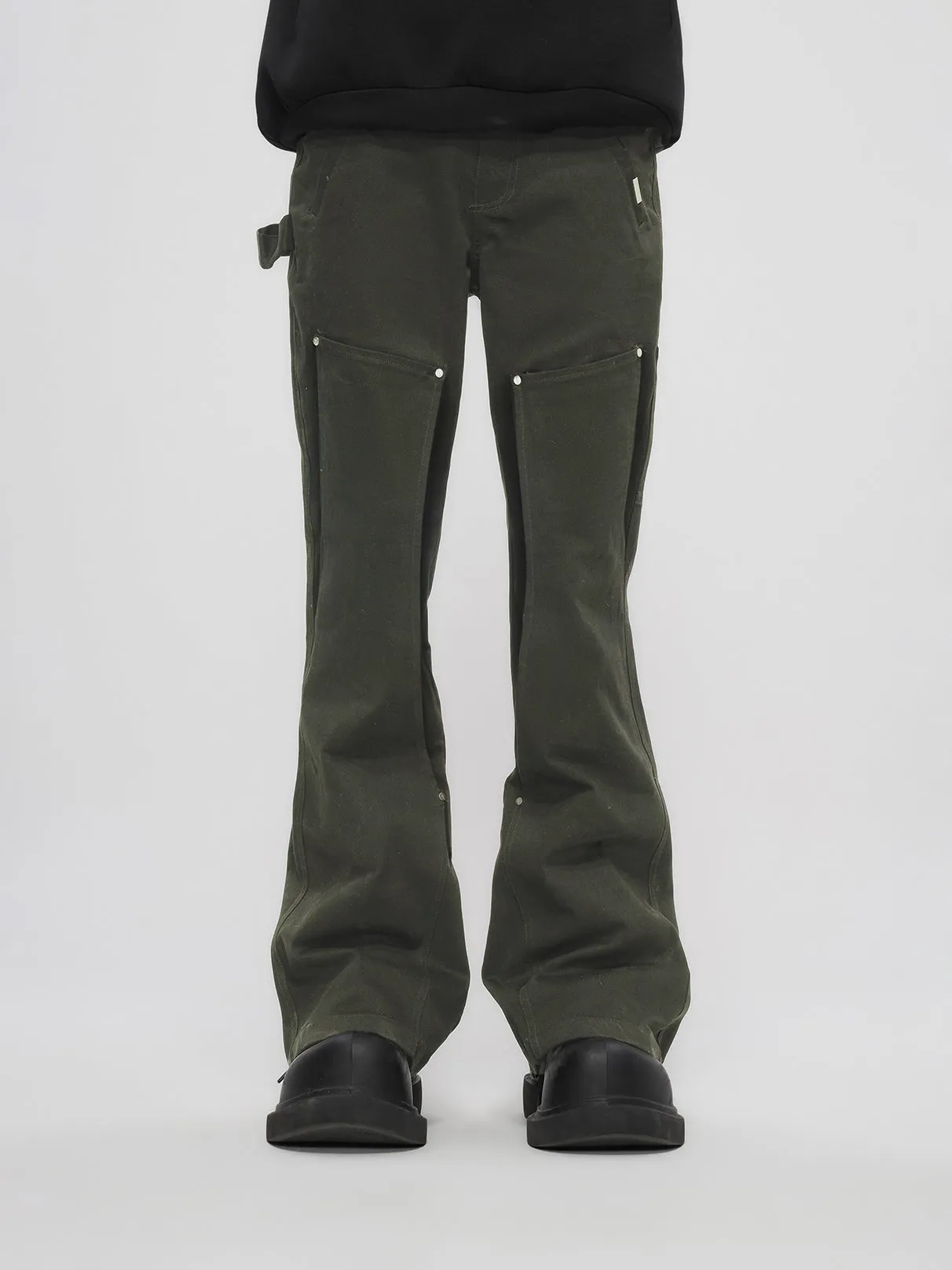 Hollow Patch Micro Flared Casual Pants