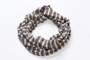 Infinity Loop Cotton and Viscose Scarf Brown Color Stripes Print LOOP003