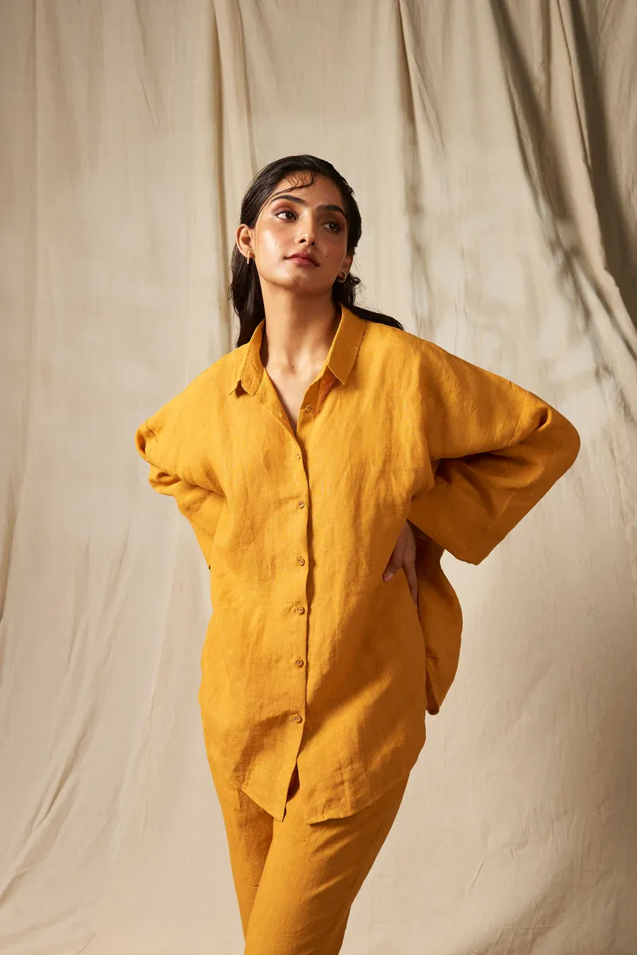 Jaisalmer Linen Oversized Flared Shirt Set