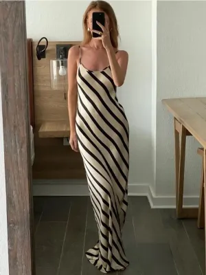 Just Your Stripe Backless Maxi Dress