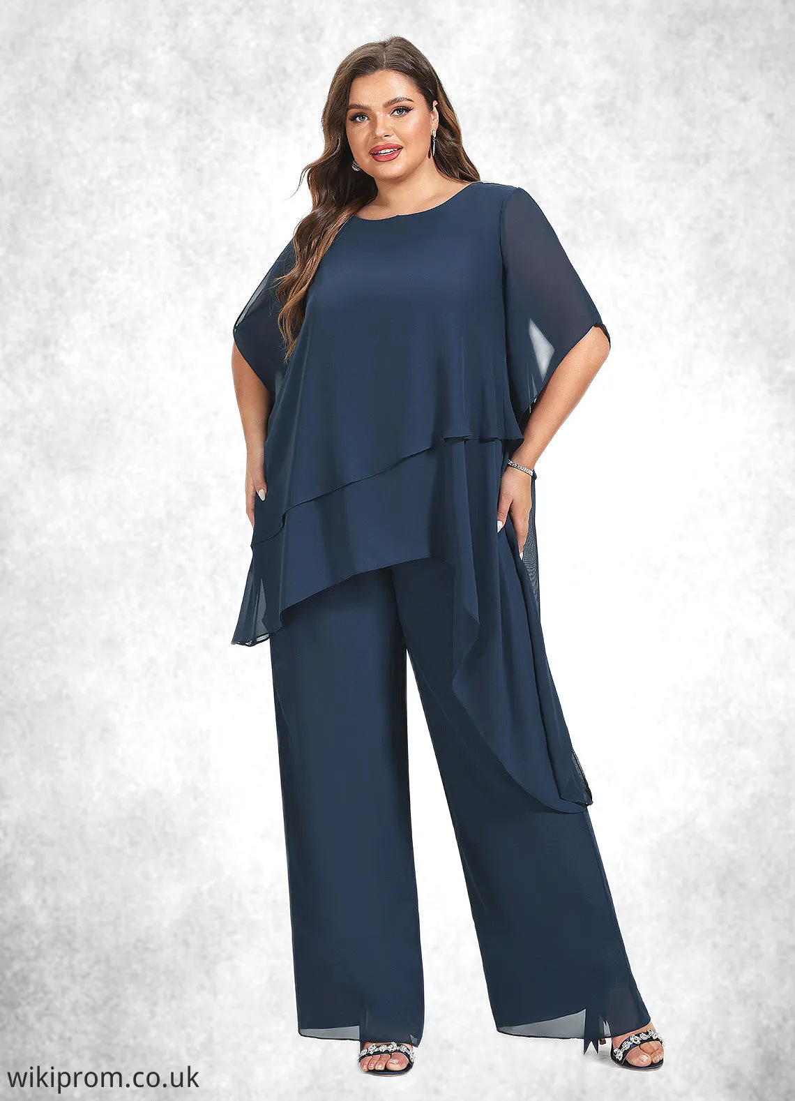 Kaliyah Jumpsuit/Pantsuit Scoop Neck Ankle-Length Chiffon Mother of the Bride Dress SWK126P0014607