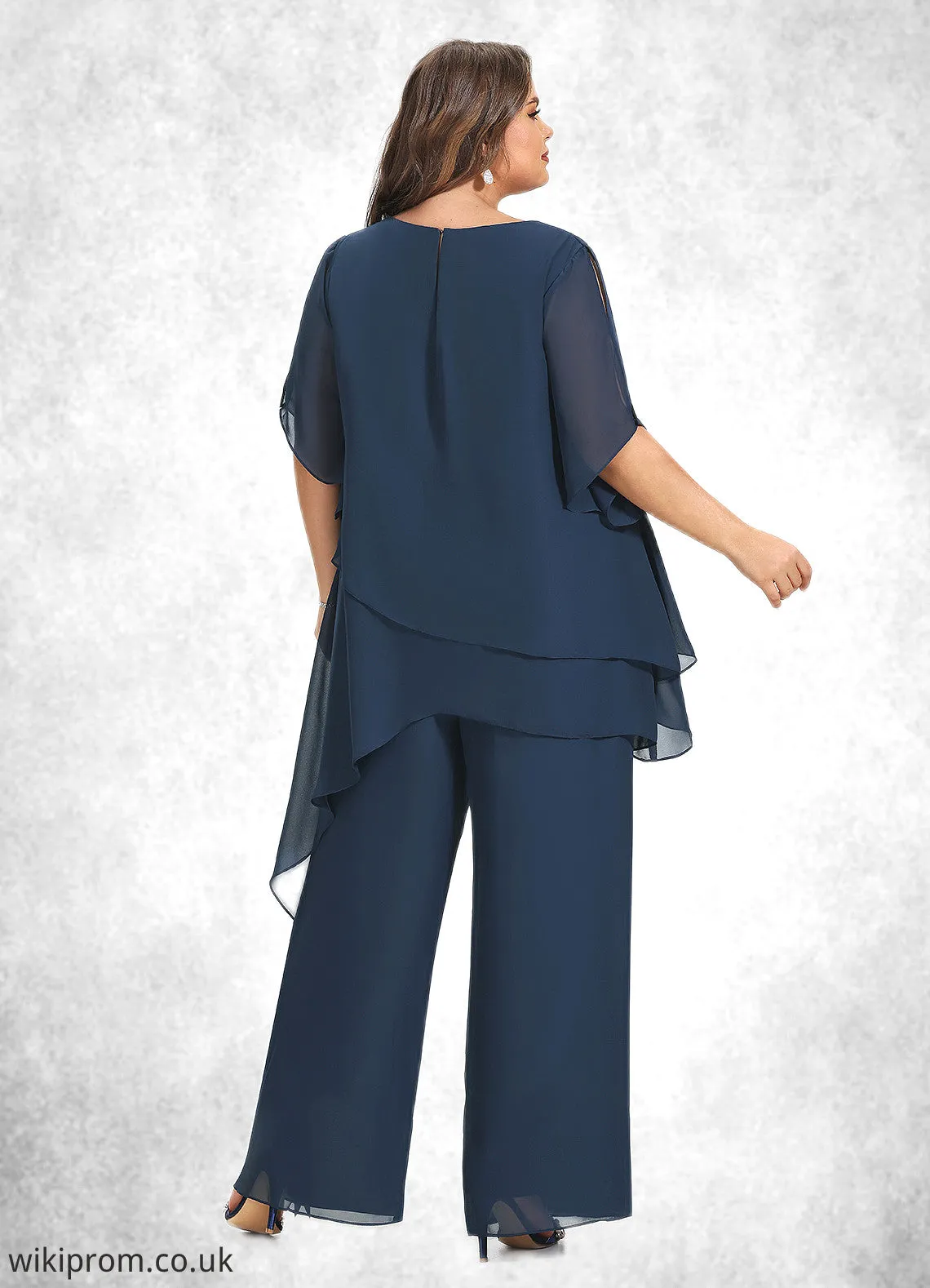 Kaliyah Jumpsuit/Pantsuit Scoop Neck Ankle-Length Chiffon Mother of the Bride Dress SWK126P0014607