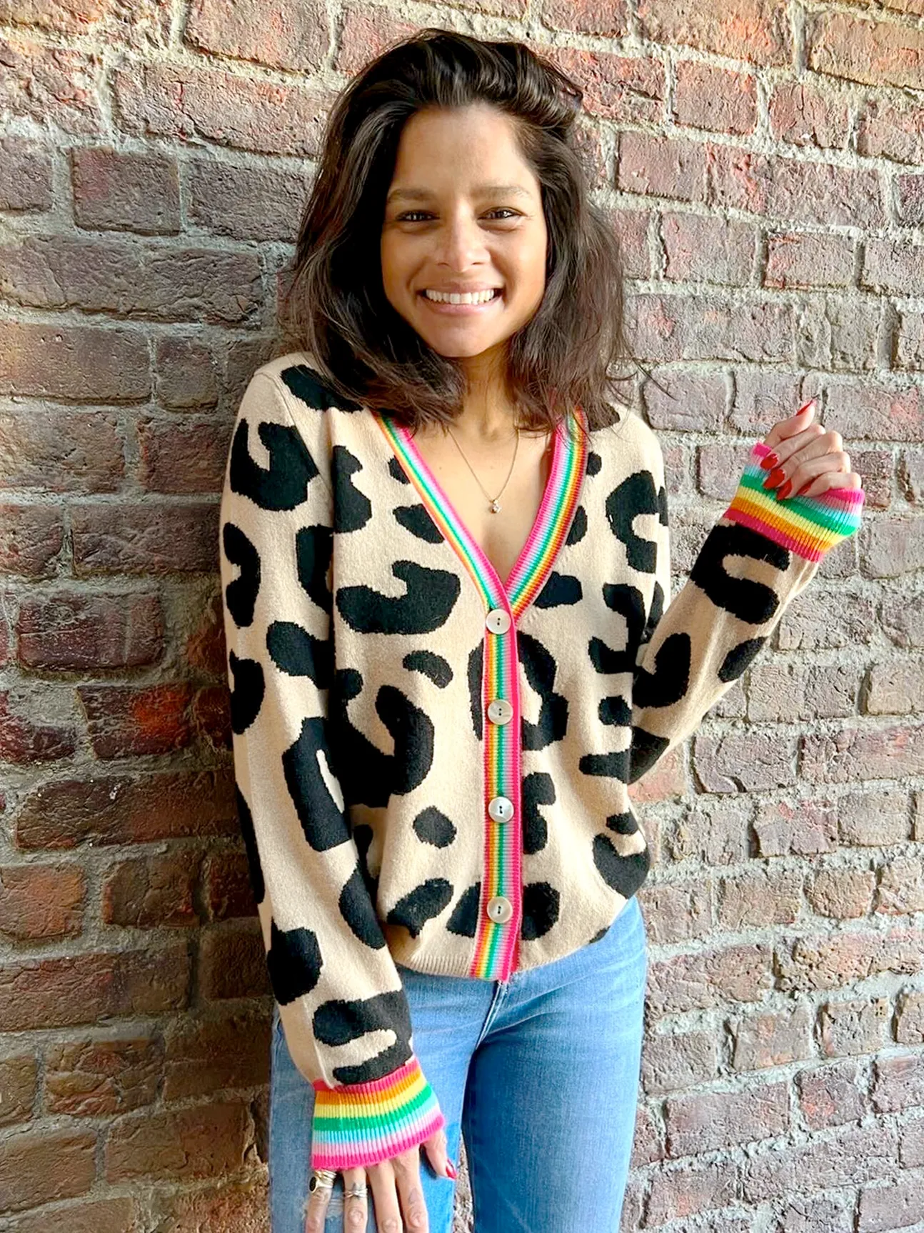 Leopard Rainbow Cashmere Cardigan