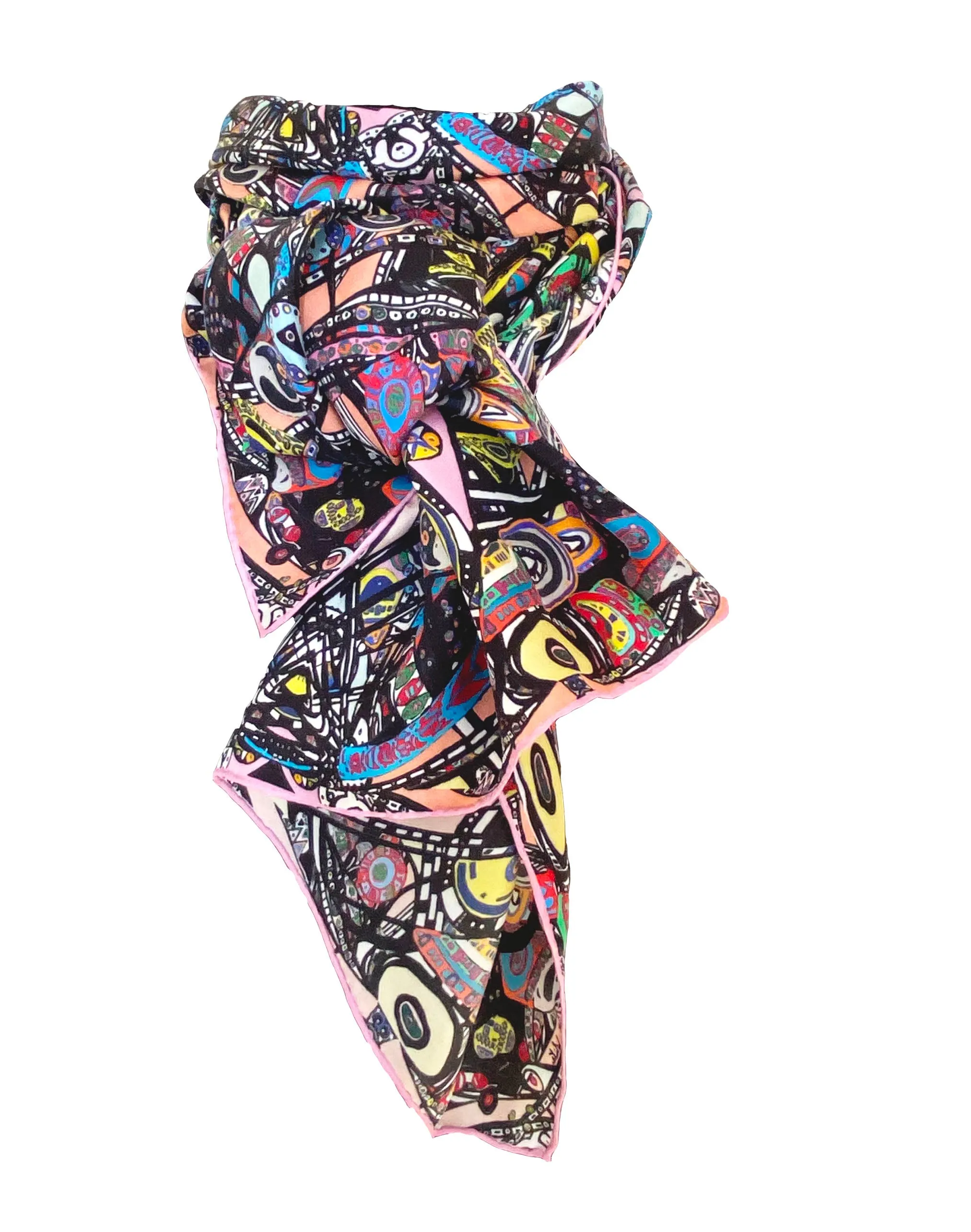 Life, 100% Silk Twill, Long Rectangular Scarf