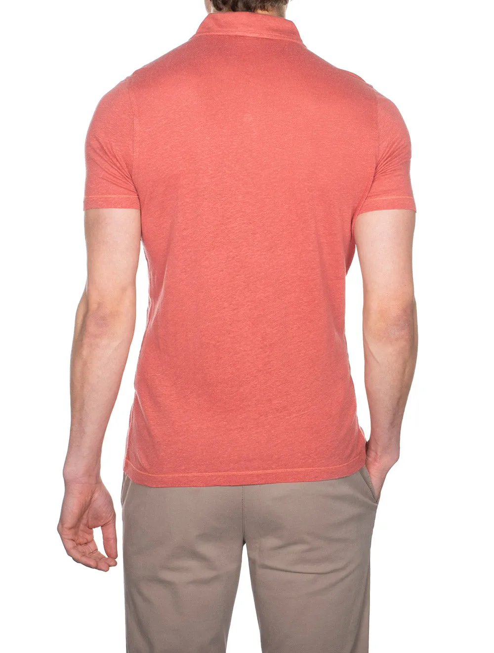 Linen Polo Shirt Rust