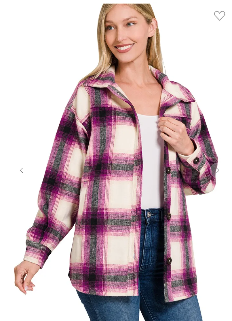 Magenta Plaid Shacket