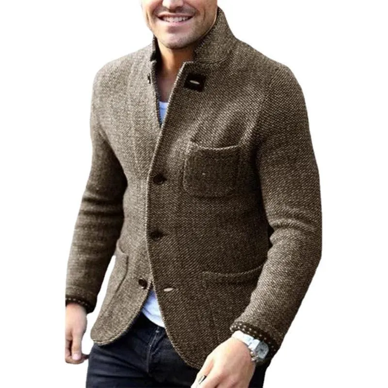 Men's Casual Suit Collar Long Sleeve Pocket Cardigan 93390994YY