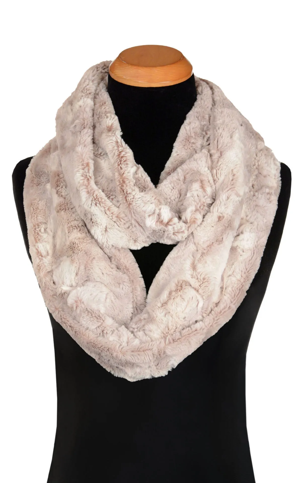 Men's Infinity Scarf - Luxury Faux Fur in Café Au Lait