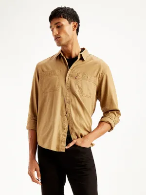 Men's Solid Regular Fit Denim Shirt