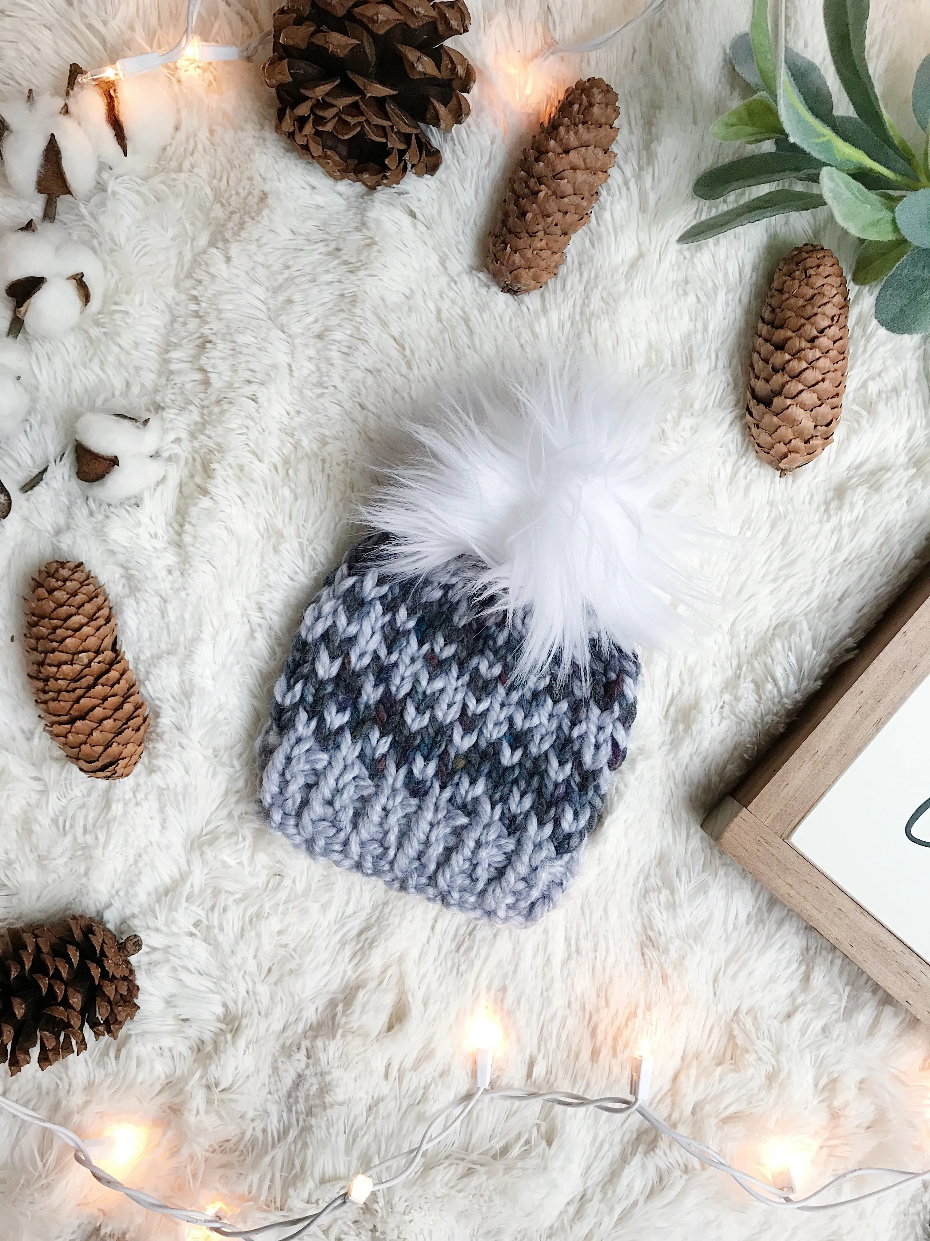 Mommy and Me SET Knitted Fair Isle Beanie with Faux Fur Pom Pom // The Hallowell