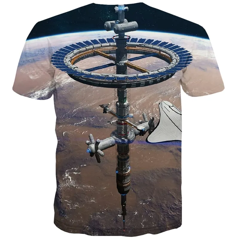 Moon T-shirt Men Space Tshirts Casual Universe Tshirt Anime Metal T-shirts 3d