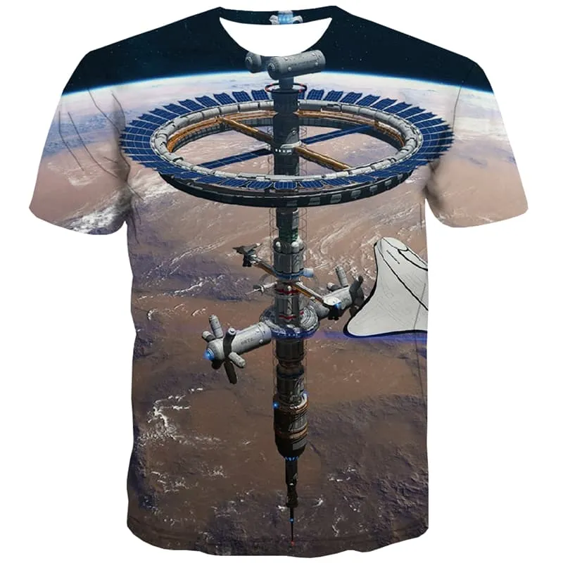 Moon T-shirt Men Space Tshirts Casual Universe Tshirt Anime Metal T-shirts 3d