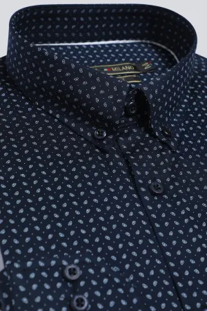 Navy Blue Texture Casual Milano Shirt