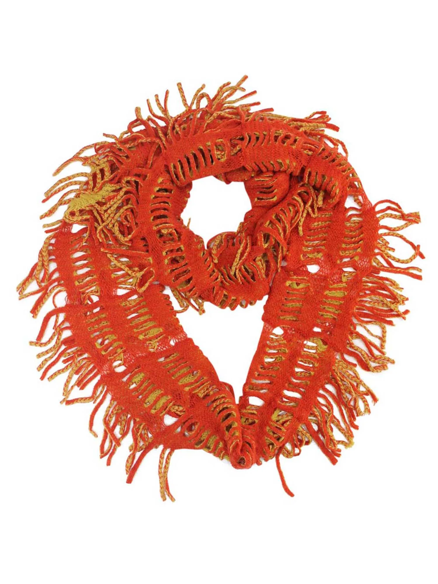 Orange Shredded Wispy Knit Ring Scarf