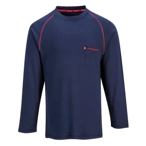 PORTWEST Crew Navy Long Sleeve FR T Shirt