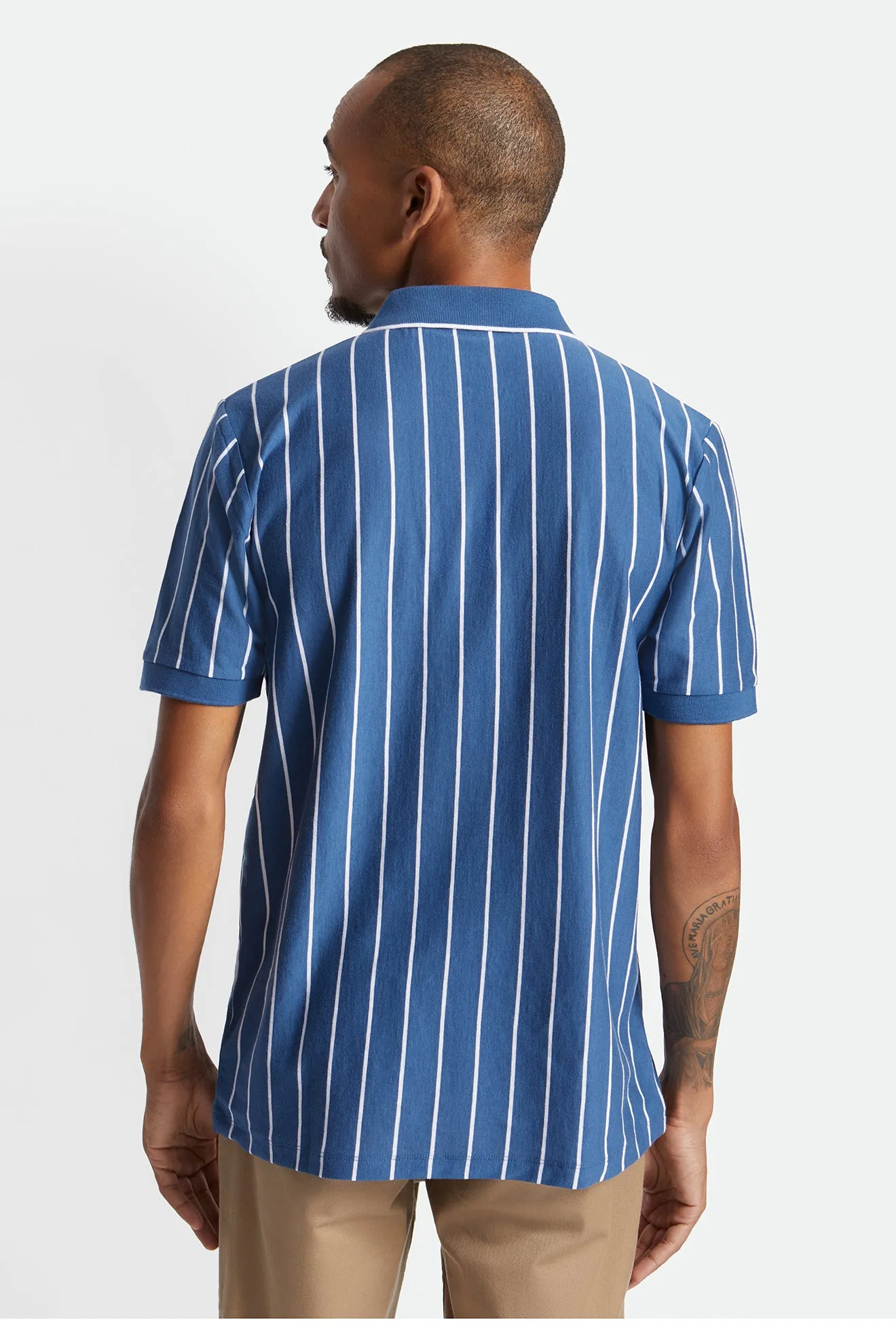 Proper Vertical S/S Polo Knit - Joe Blue/White