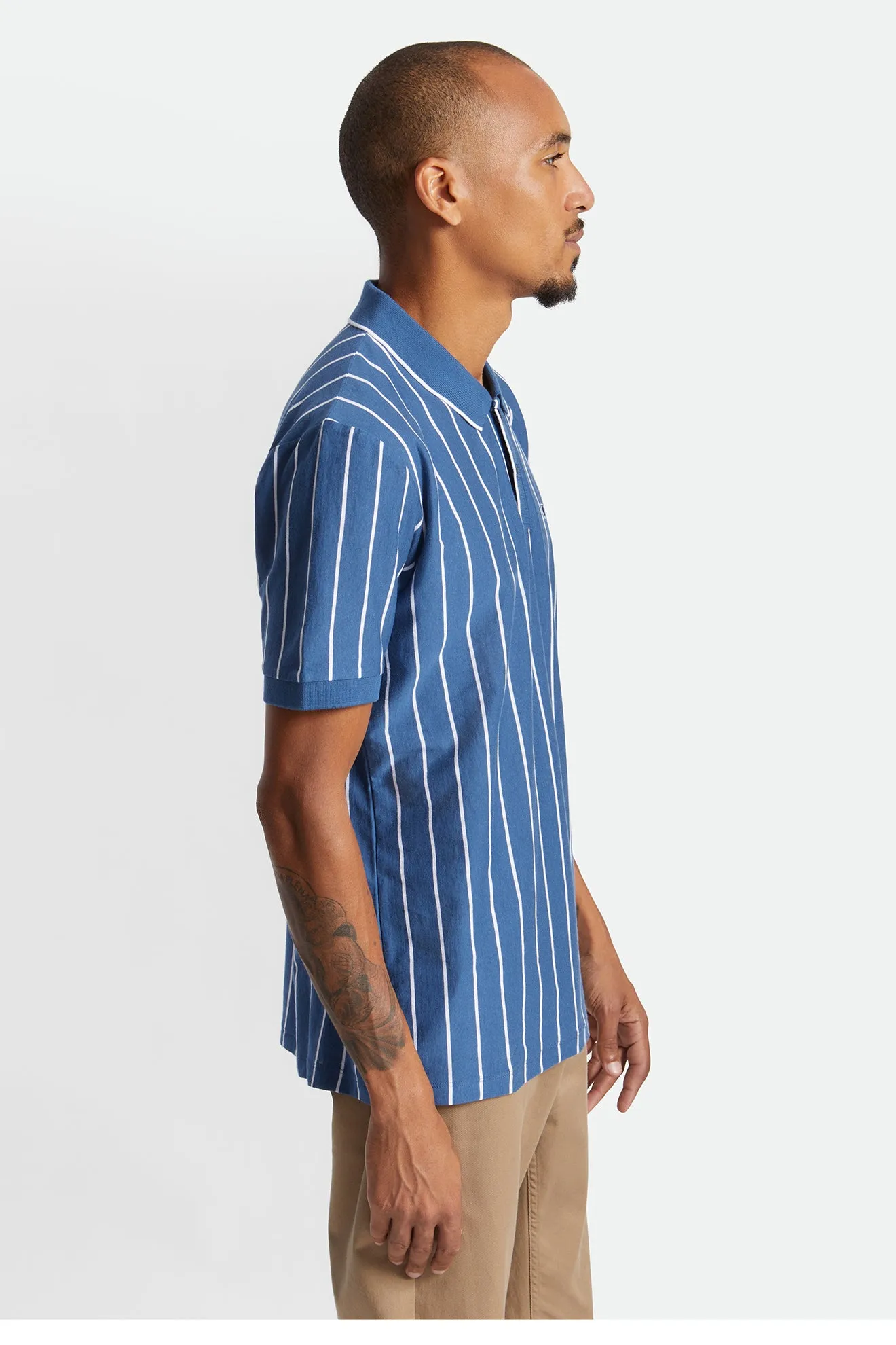 Proper Vertical S/S Polo Knit - Joe Blue/White