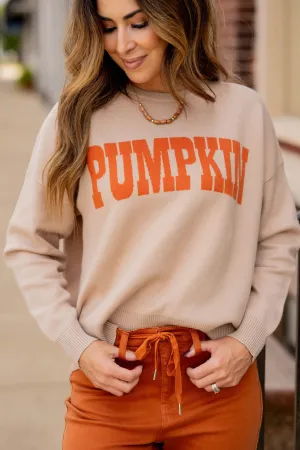 Pumpkin Ribbed Trim Sweater