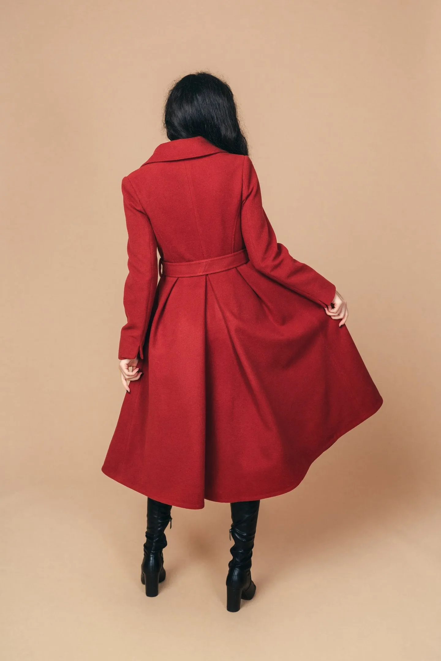 "Sloane" Coat 100% Wool Coat With Lining in Red Brick