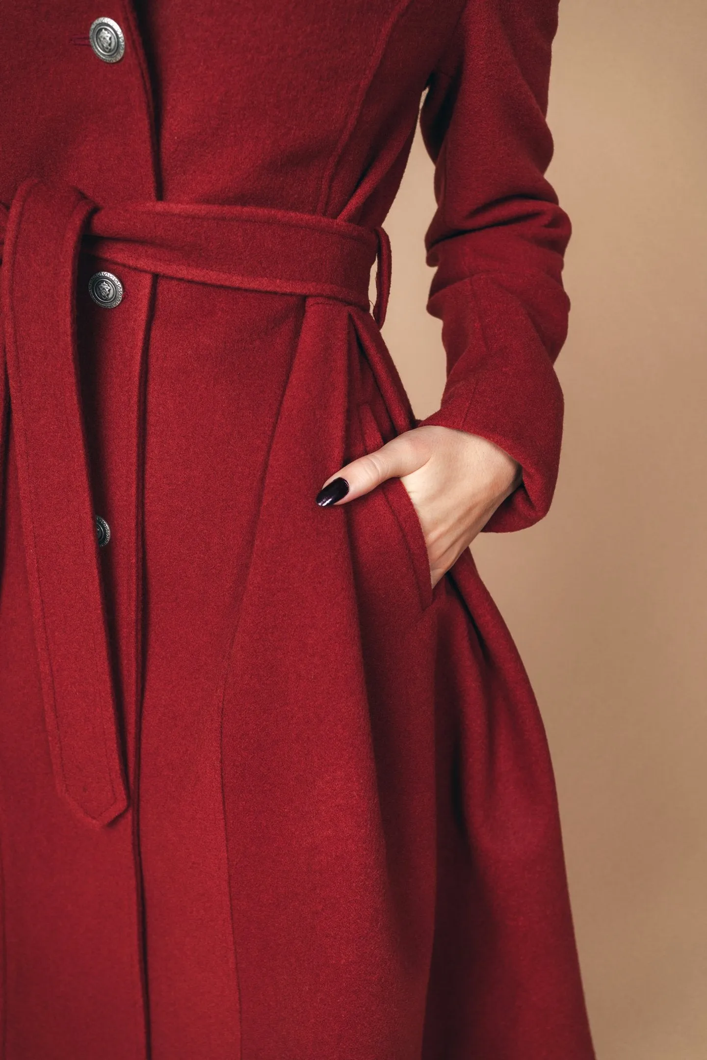 "Sloane" Coat 100% Wool Coat With Lining in Red Brick