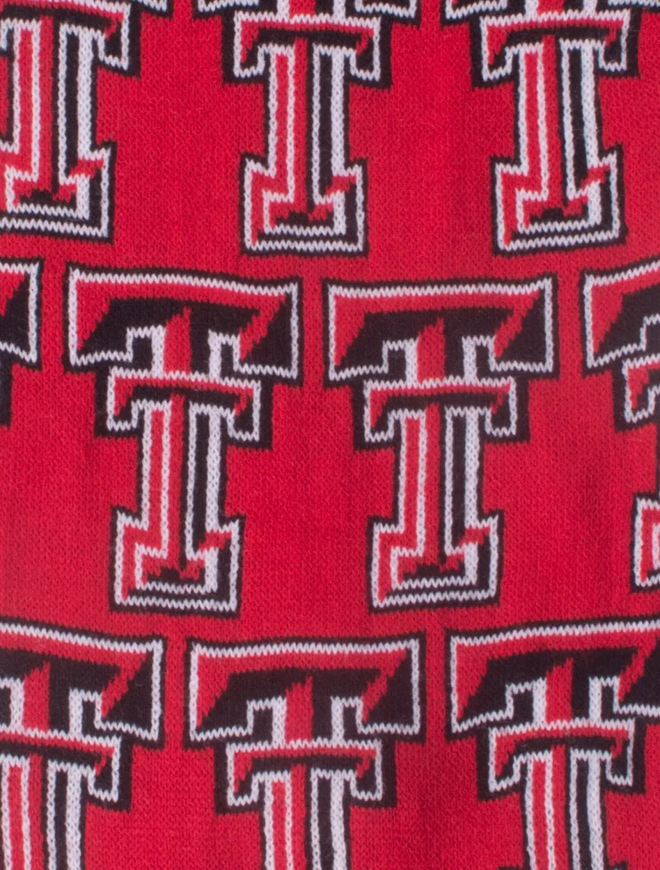 Repeating Double T on Red Infinity Scarf - Texas Tech