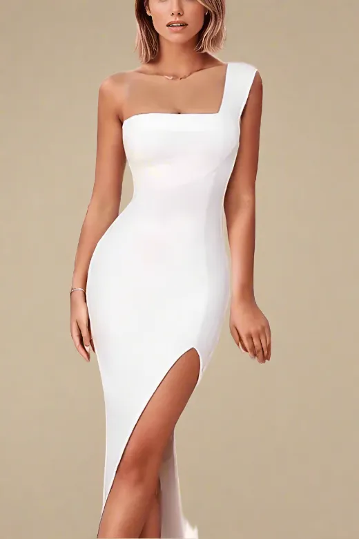 Selene Bodycon Midi Dress - Pearl White