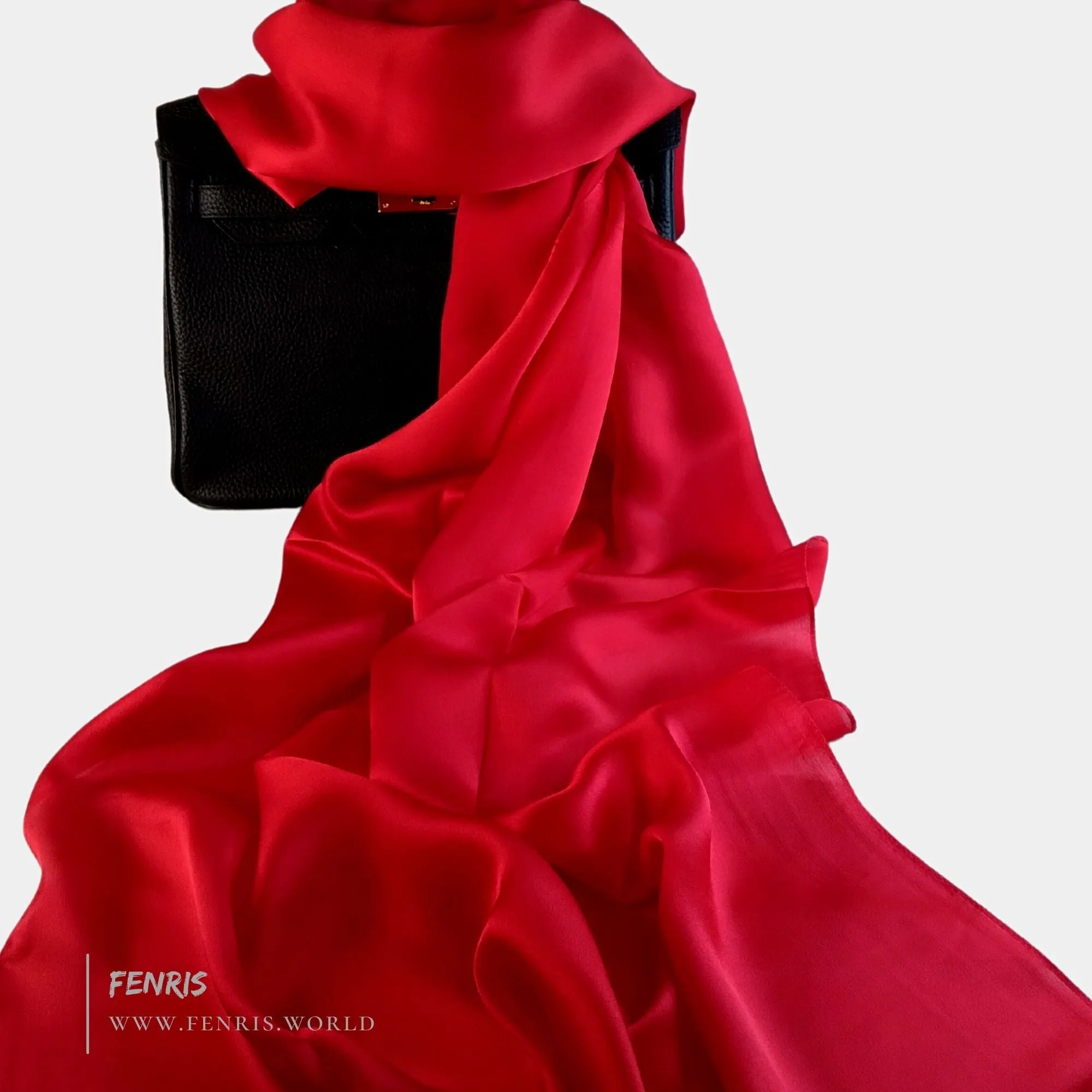 Silk Scarf Shawl Red Charmeuse Long - Fenris