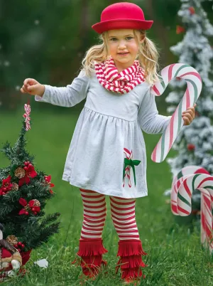 Sweet As Candy Canes Tunic, Scarf, And Legging Set